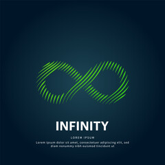 Vector logo Infinity color silhouette on a dark background. simple line art Infinity Vector logotype illustration. Infinity logo vector template suitable for organization, company or community. EPS 10