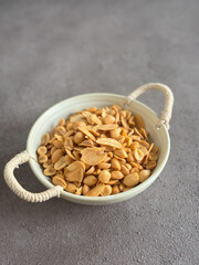 fried garlic peanut in bowl