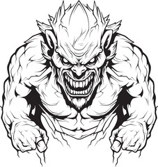 Abyssal Horror Thick Lineart Monster Logo Icon Creeping Dread Sinister Lineart Creature Mark