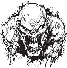 Obraz premium Malevolent Manifestation Terrifying Lineart Fiend Image Dark Abomination Thick Lineart Monster Icon