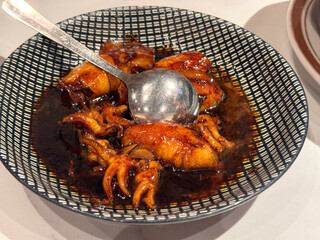 squid oyster sauce in plate