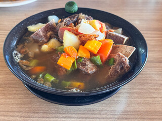 soup iga sapi, ribs soup in bowl