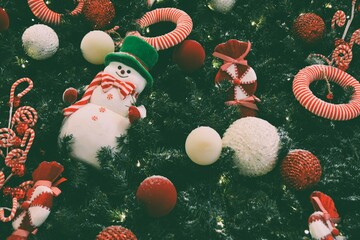 santa claus and christmas tree decorations - 688119113