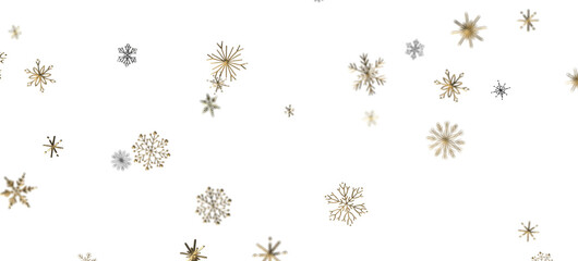Snowflake Ballet: Exquisite 3D Illustration of Descending Festive Snowflakes in Motion