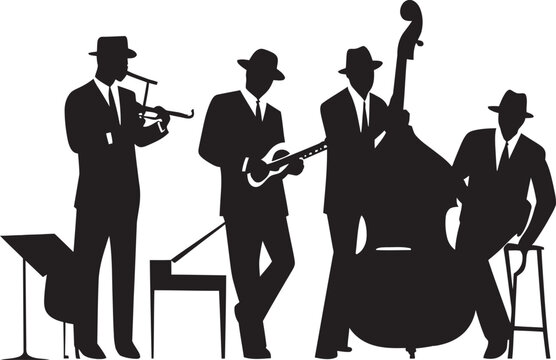 Elegant Sync Stick Figure Jazz Band Vector Illustration Bluesy Steps Jazz Musicians Symbol