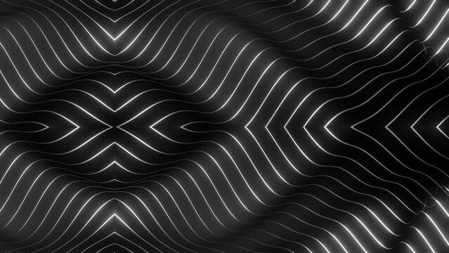This stock motion graphic  video of 4K Waving Silver Lines Background with gentle overlapping curves on seamless loops.