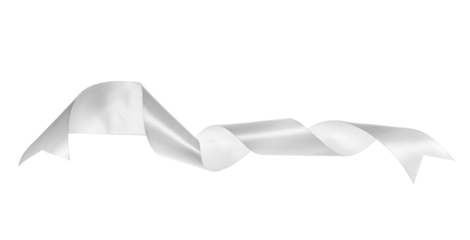 White ribbon isolated on white background, clipping path