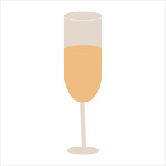 Glass of champagne, celebration concept icon on white background