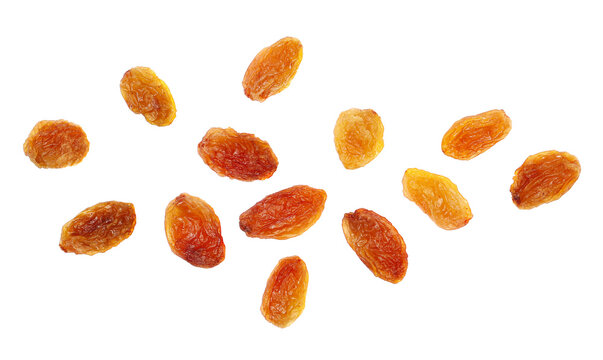 Set raisins isolated on white, top view, clipping