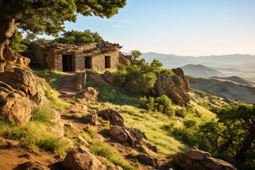 the ruins of the castle of the kings, ruins of the castle, sunset over Urquhart castle
