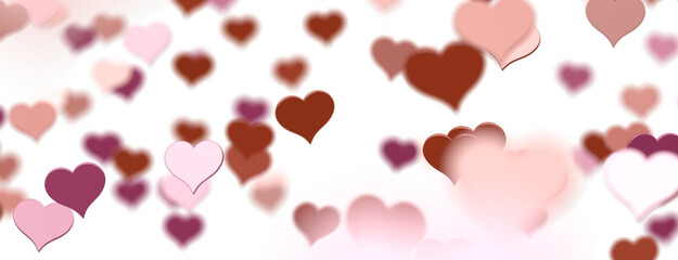 Ilustration of red realistics hearts whit 3D effect. rain of hearts