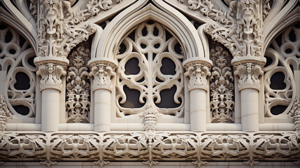 Obraz premium Intricate Architectural Details of a Historic Facade: A Detailed Capture of Timeless Elegance