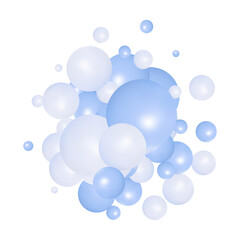 Color glossy bubbles. Background with realistic balls. Abstract minimal design. Vector illustration. Blue, white. eps 10