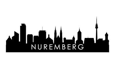 Nuremberg skyline silhouette. Black Nuremberg city design isolated on white background. - obrazy, fototapety, plakaty