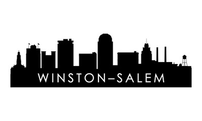 Winston–Salem skyline silhouette. Black Winston–Salem city design isolated on white background.