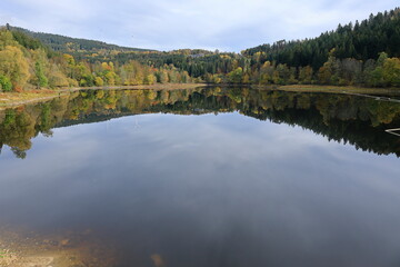 Spiegelung der Landschaft im Albstausee bei Sankt Blasien