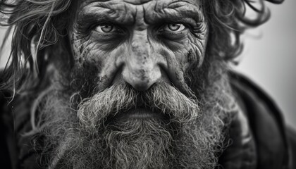 The Weathered Warrior: An Extreme Close-Up in Black & White