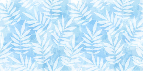Leaves Pattern. Watercolor leaves seamless vector background, jungle print textured
