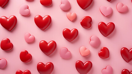 Vibrant Red Hearts Collection on a Soft Surface Symbolizing Deep Love and Passion