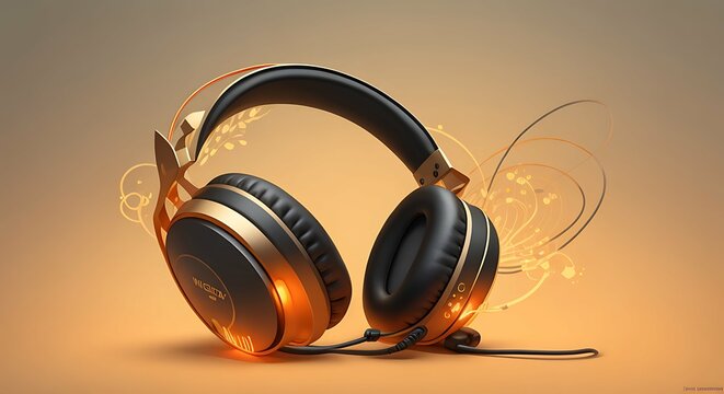 Inventive Headphone Design on Light Canvas