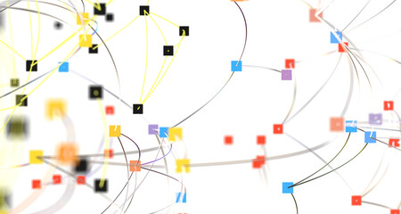 Gene lines and nodes, biological gene structure, 3d rendering.