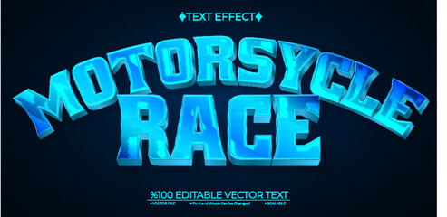  Blue Motorsycle Race Editable Vector 3D Text Effect