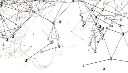 Falling cyber particles. Big data stream. 3d