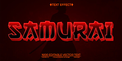 Red Samurai Editable Vector 3D Text Effect