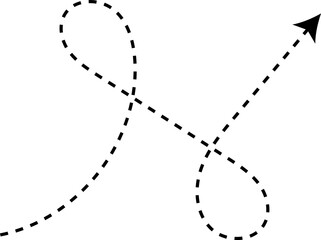 Curve arrow icon. Curved dotted arrow. Zigzag arrow stripes with dotted lines. Vector