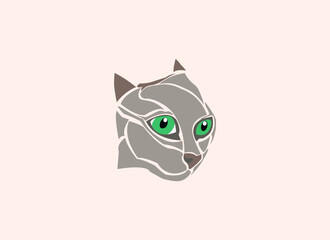 Cat face cartoon with pris colorful. 