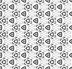 Black and white seamless abstract pattern. Background and backdrop. Grayscale ornamental design. Mosaic ornaments. Vector graphic illustration. EPS10.