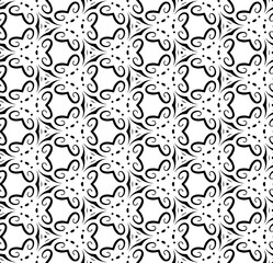 Black and white seamless abstract pattern. Background and backdrop. Grayscale ornamental design. Mosaic ornaments. Vector graphic illustration. EPS10.