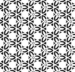 Black and white seamless abstract pattern. Background and backdrop. Grayscale ornamental design. Mosaic ornaments. Vector graphic illustration. EPS10.