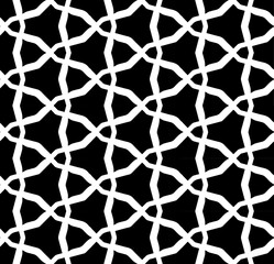 Black and white seamless abstract pattern. Background and backdrop. Grayscale ornamental design. Mosaic ornaments. Vector graphic illustration. EPS10.