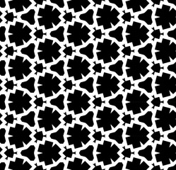Black and white seamless abstract pattern. Background and backdrop. Grayscale ornamental design. Mosaic ornaments. Vector graphic illustration. EPS10.