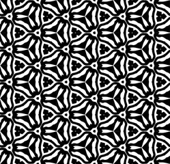 Black and white seamless abstract pattern. Background and backdrop. Grayscale ornamental design. Mosaic ornaments. Vector graphic illustration. EPS10.