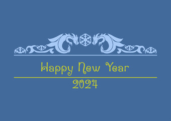 New Year card with 2024 year of the dragon! Chinese horoscope symbol. Dragon logo