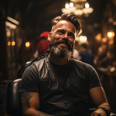 stylish man with beard in barbershop