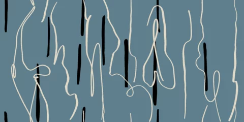 Zelfklevend Fotobehang Abstract brush lines stroke painting seamless pattern illustration. Modern paint line background in monochrome color.  © Sviatlana