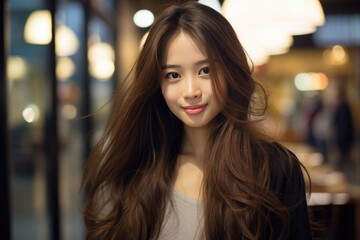 Obraz premium portrait of young and cute asian woman night city life, happy lifestyle