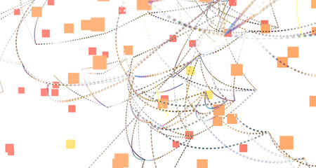Gene lines and nodes, biological gene structure, 3d rendering.