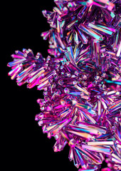 Magic Holographic 3D Crystals Background. 3D Render Illustration.