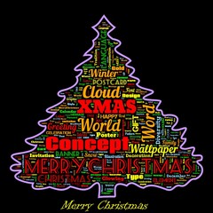 Word Cloud of the Merry Christmas as background