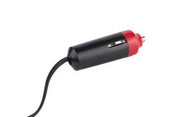 Car charger plug, connect to cigarette lighter isolated from background - obrazy, fototapety, plakaty
