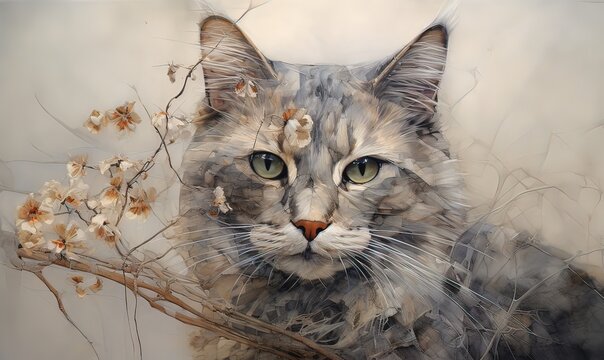 AI simpatico gatto tra i fiori 03