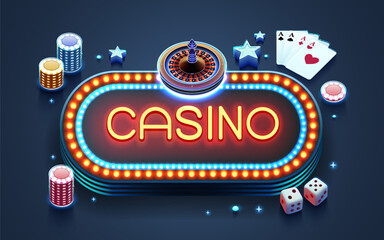 Casino slots machine winner, jackpot fortune, win banner. Vector illustration - obrazy, fototapety, plakaty
