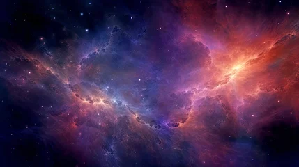Foto op Canvas Futuristic space nebulae, stars, fractals wallpaper. AI generated illustration. © Ольга Зуевская