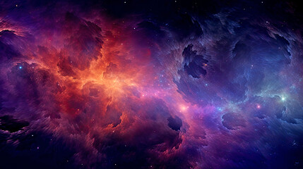 Fototapeta premium Abstract 3D Universe Galaxy background with fantastic cosmic nebulae, stars. AI generated illustration.