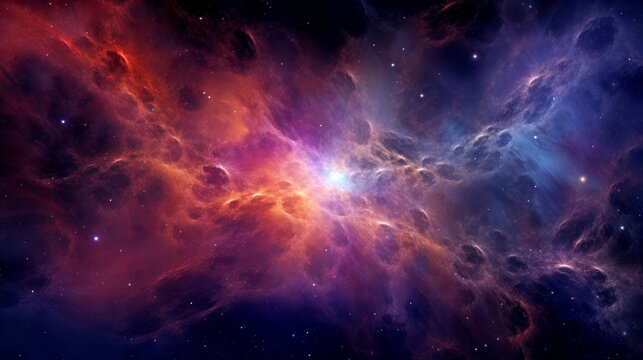 Abstract 3D Universe background with star shine and cosmic nebula. AI generated illustration.
