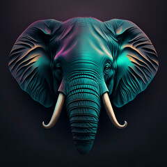 Abstract  elephant animal head dark pastel colors digital wallpaper background generative AI